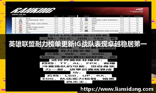 英雄联盟耐力榜单更新IG战队表现卓越稳居第一